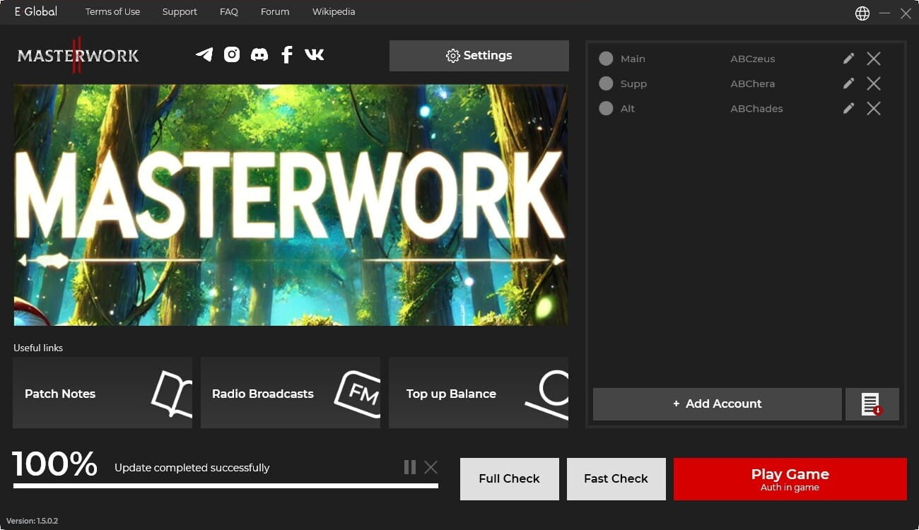 e global masterwork лаунчер l2